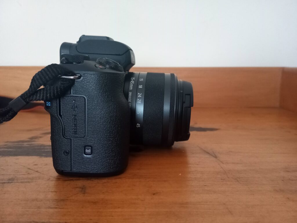 The Canon M50 has a rubberized grip that makes it very easy to hold.