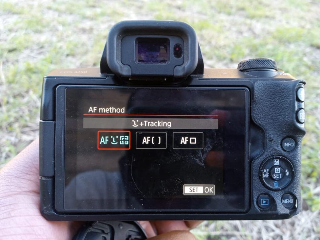 The best settings for video on the canon M50, choose Autofocus and face tracking