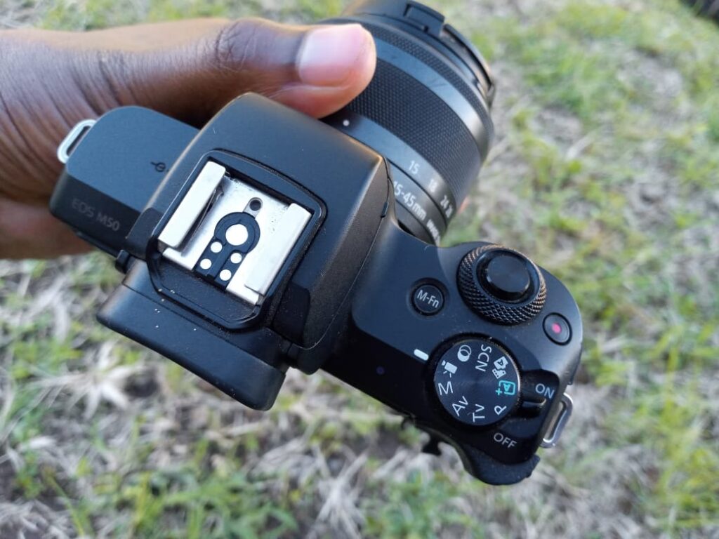 The movie button on the main dial of the Canon EOS M50