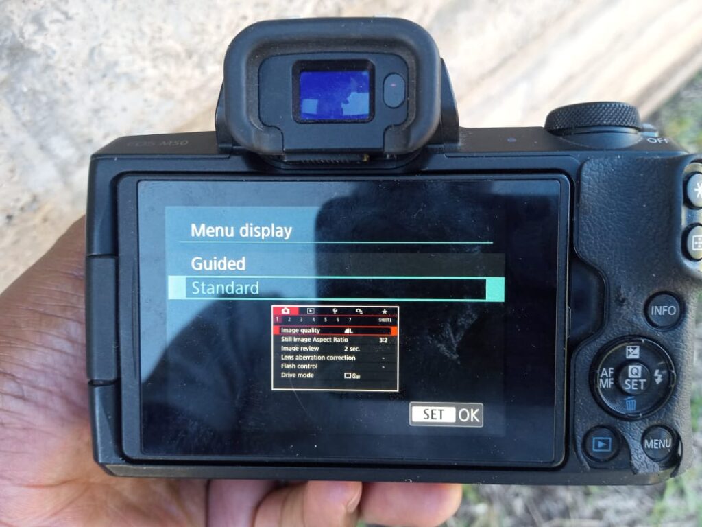 The best video settings for the canon EOS M50; Choose the standard menu display