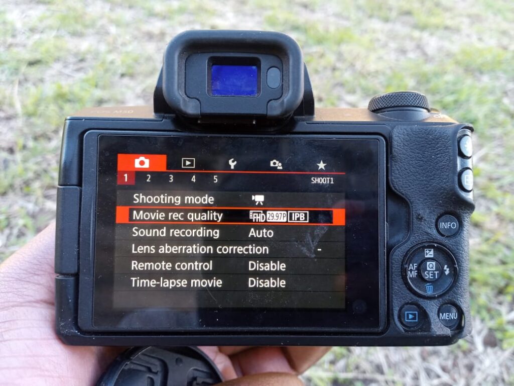 The best settings for video on the Canon M50, choose Full HD 1080p 30fps frame rate
