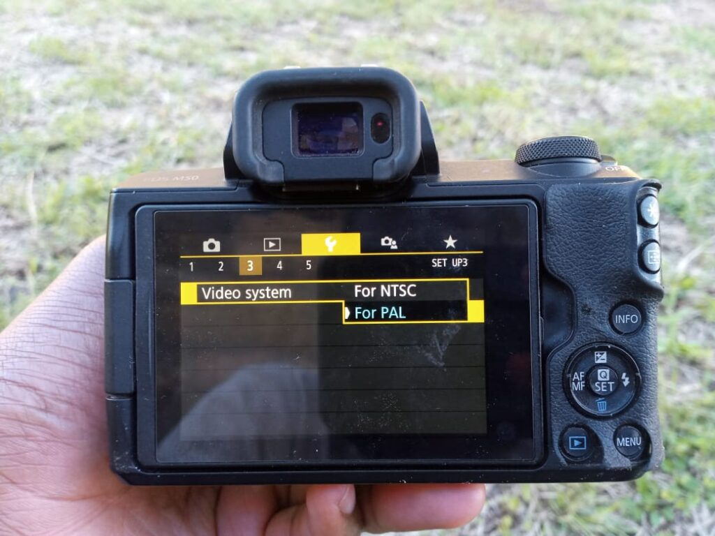 For NTSC screen on the canon M50