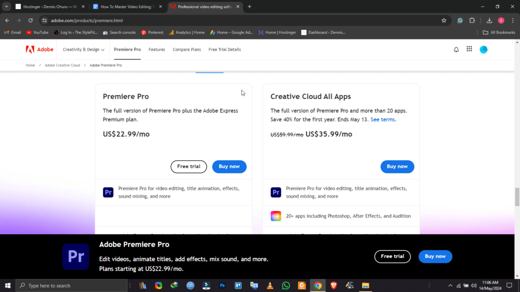 A picture showing Adobe Premiere Pro Video Editing Software
