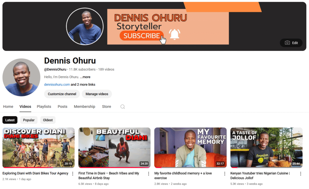 dennis ohuru youtube channel Dennis ohuru, youtuber and content creator